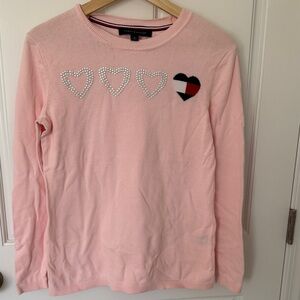 Tommy Hilfiger Pink Heart Embellished Ladies Top